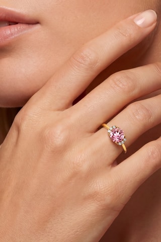 Bague - Or jaune, argent, diamants et améthyste
