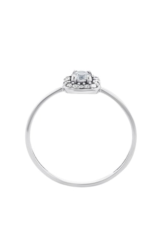 Bague - Or blanc, diamants et topaze