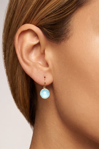 Boucles d'oreilles Or jaune et calcédoine aqua