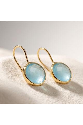 Boucles d'oreilles Or jaune et calcédoine aqua