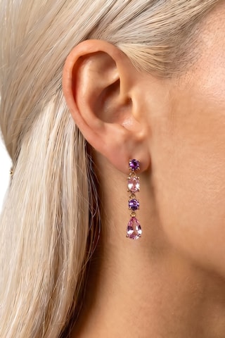 Boucles d'oreilles - Or jaune, topazes et améthystes