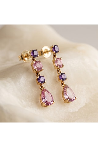 Boucles d'oreilles - Or jaune, topazes et améthystes