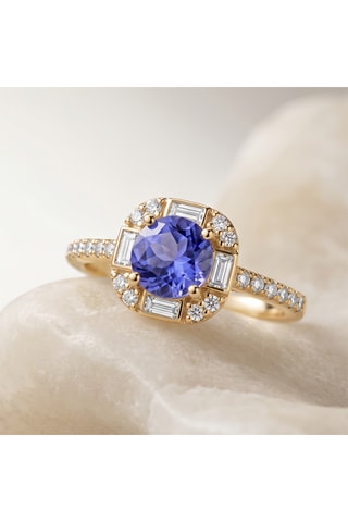 Bague - Or jaune, diamants, tanzanite et topazes