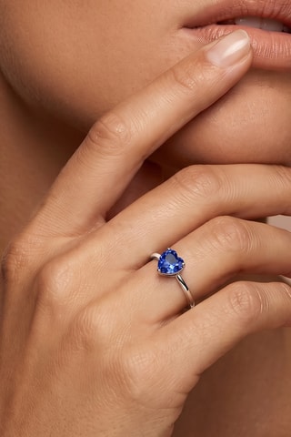 Bague - Or blanc et saphir