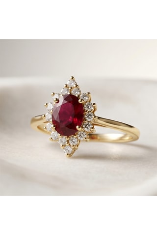 Bague - Or jaune, topazes et rubis