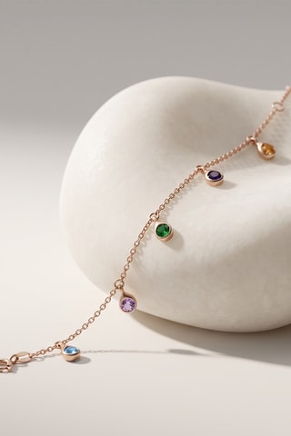Bracelet - Or rose - Topaze, quartz, onyx, améthyste et citrine