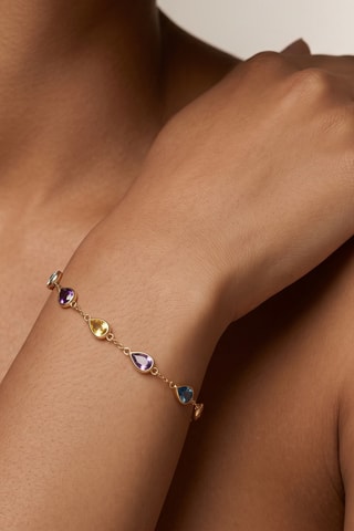 Bracelet - Or jaune, améthystes, citrines, topazes, rhodonites et tanzanite