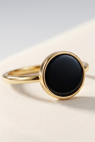 Bague - Or jaune et onyx