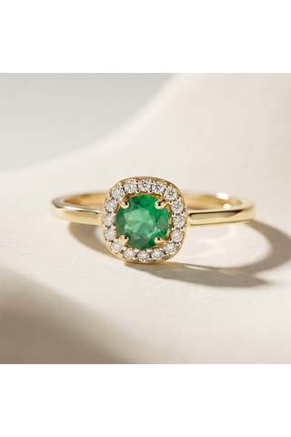 Bague - Or jaune, topazes et émeraude