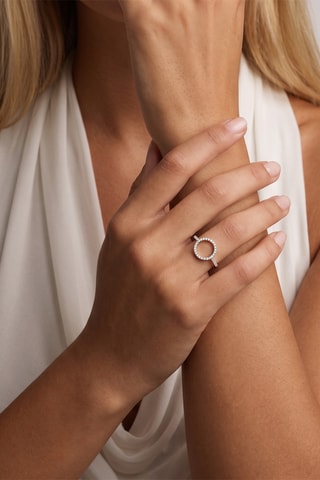 Bague - Or blanc et topazes