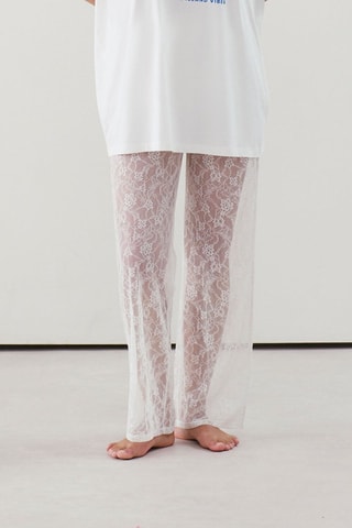 Pantalon droit en dentelle Lacemyiz - Ecru