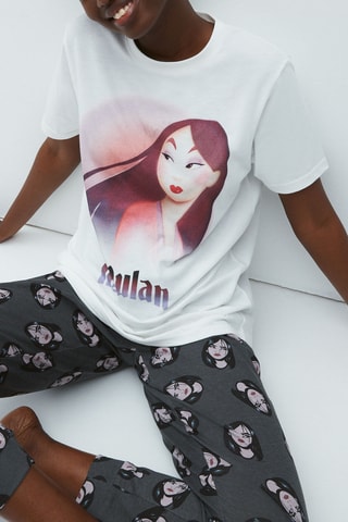 Pantalon casual en coton biologique Mulan Disney Mulalliz - Gis foncé chiné - Undiz