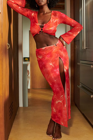 Crop top de pyjama Danniz Flowiz - Saumon