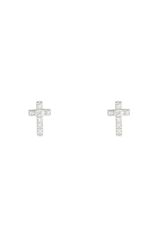 Puces Jolie croix   Or blanc et diamants