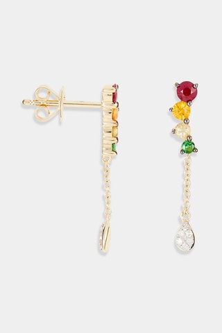 Boucles d'oreilles Amélie Or jaune, diamants, rubis, saphirs et tsavorite