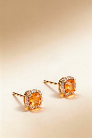 Puces Popi Coussin Citrine - Or jaune, citrines et diamants