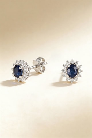 Puces Etoile Or blanc, diamants et saphirs