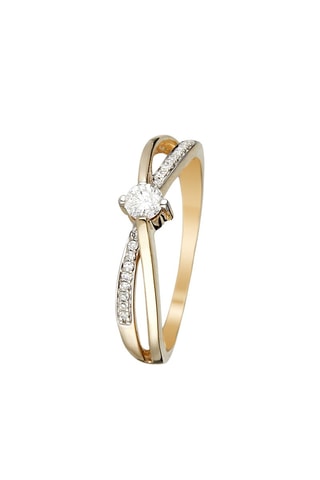 Bague Joli petit solitaire Or jaune et diamants