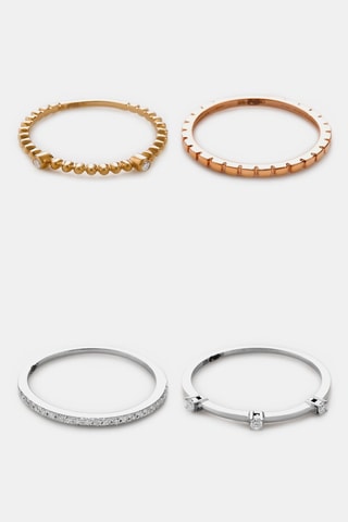 4 solitaires Harmonie Or tricolore et diamants