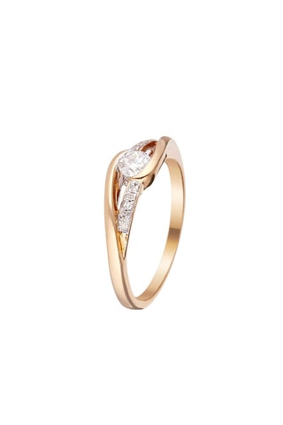 Bague Joli solitaire Or jaune, diamants et solitaire