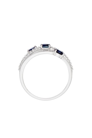 Bague Trio de Saphir Or blanc, diamants et saphirs