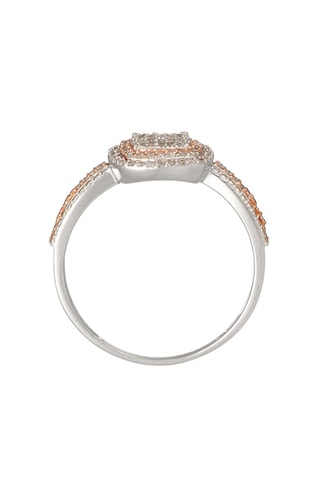 Bague carré antique - Or blanc, or rose et diamants
