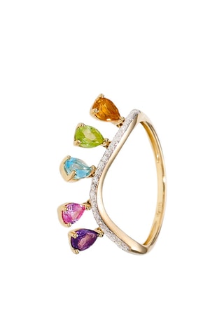 Bague Leewane - Or jaune, diamants, saphir, améthyste, péridot, citrine et topaze