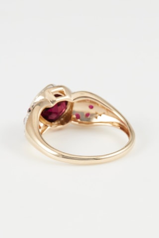 Bague Yassmine Or jaune, diamants, rubis et grenat