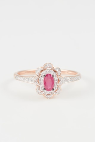 Bague Hasna Or rose, diamants et rubis