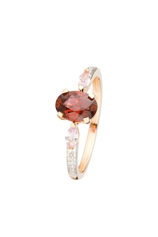 Bague - Or rose, diamants, saphirs et rhodolite