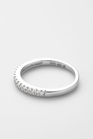 Alliance et solitaire Carré Passion Or blanc, diamants et solitaire