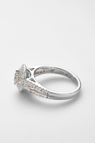 Alliance et solitaire Carré Passion Or blanc, diamants et solitaire