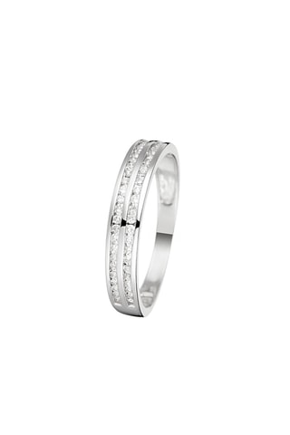 Alliance 2 rangs d'amour - Or blanc et diamants