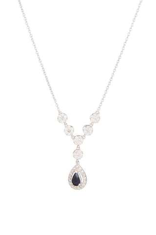 Collier Or blanc, diamants et saphir