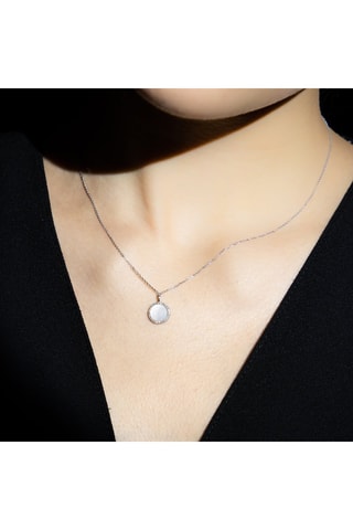 Pendentif Round nacre Or blanc, diamants et nacre