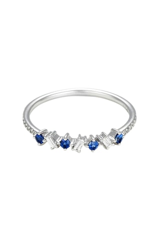 Bague Synécho - Or blanc, diamants et saphirs