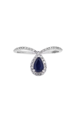 Bague Vienna - Or blanc, diamants et saphir