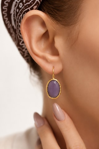 Boucles d'oreilles - Plaqué or jaune et améthystes
