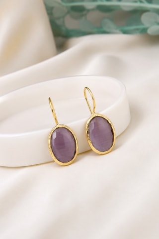 Boucles d'oreilles - Plaqué or jaune et améthystes