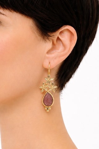 Boucles d'oreilles - Plaqué or jaune et quartz