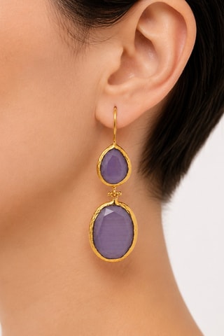 Boucles d'oreilles - Plaqué or jaune et œils-de-chat