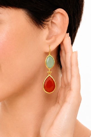 Boucles d'oreilles - Plaqué or jaune et œils-de-chat