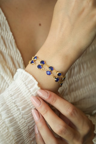 Bracelet multi rangs - Doré et bleu roi