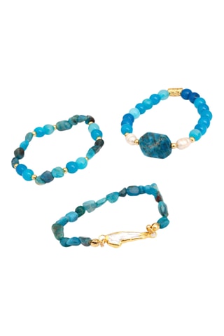 3 bracelets - Plaqué or jaune et apatites