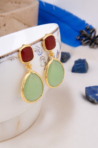 Boucles d'oreilles - Plaqué or jaune et œils-de-chat