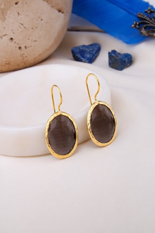 Boucles d'oreilles - Plaqué or jaune et onyx