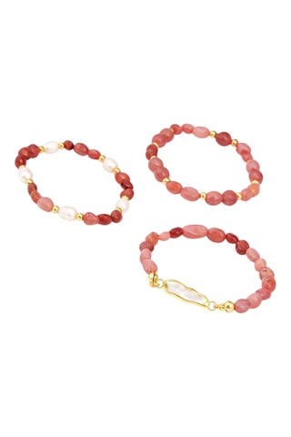 3 bracelets - Plaqué or jaune  et quartz