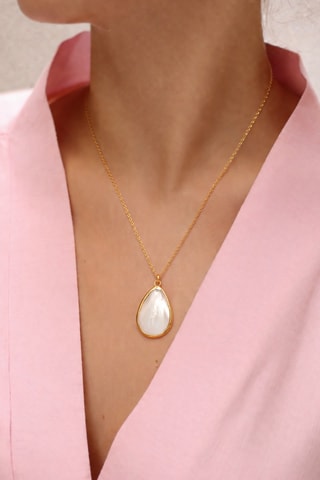 Collier - Plaqué or jaune et nacre