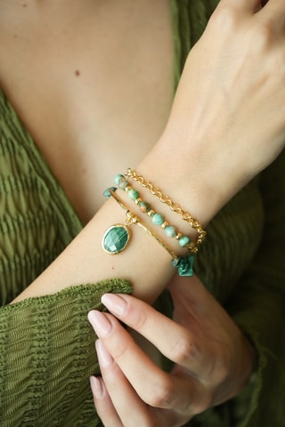 Bracelet multi rangs - Malachites et variscites