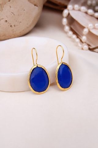 Boucles d'oreilles - Plaqué or jaune et agates